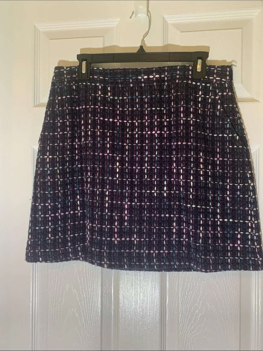 Womens Navy Multi Color Tweed Mini Skirt